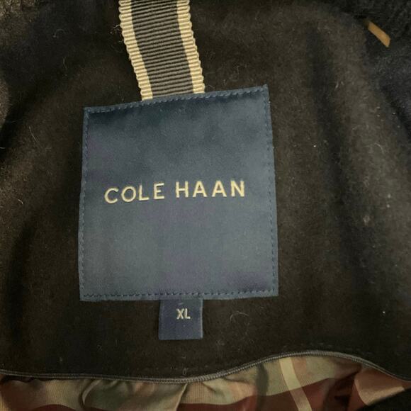 Cole Haan Navy Wool Blend Coat Men’s XL Zip Front Overcoat Lined Classic - Picture 4 of 9